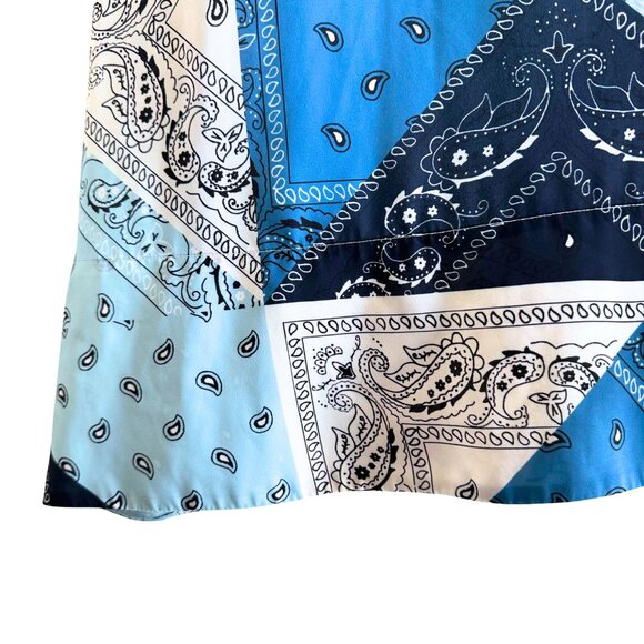 STAUD Giorgiana Tie‑Front Cutout Midi Dress – Blue Bandana Print – Size US 8 - Picture 11 of 11